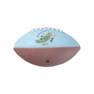 Cute green cricket insect cartoon illustration football