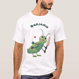 Cute green cricket insect cartoon illustration T-Shirt