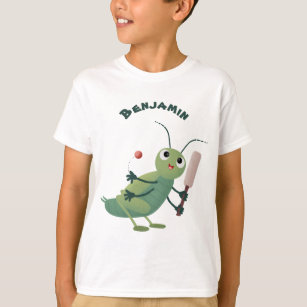 Cute green cricket insect cartoon illustration T-Shirt