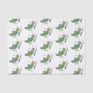 Cute green cricket insect cartoon illustration tissue paper