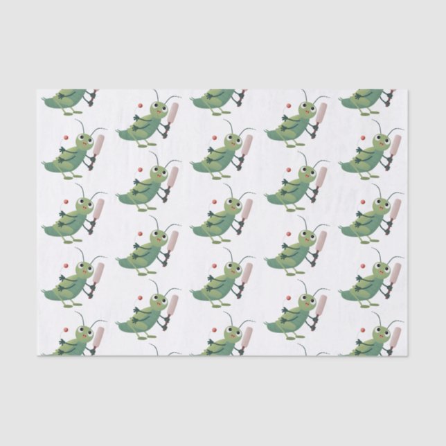 Cute green cricket insect cartoon illustration tissue paper (Front)