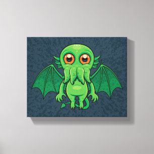Cute Green Cthulhu Monster Canvas Print