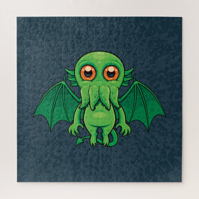 Cute Green Cthulhu Monster Jigsaw Puzzle (Vertical)