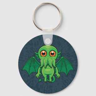 Cute Green Cthulhu Monster Key Ring
