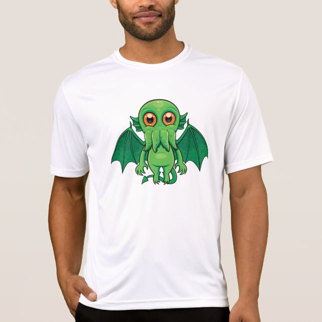 Cute Green Cthulhu Monster T-Shirt (Front)