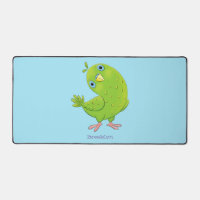 Cute green curious parakeet cartoon illustration