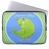 Cute green curious parakeet cartoon illustration
