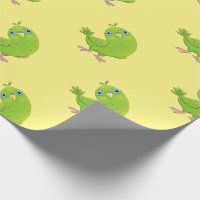 Cute green curious parakeet cartoon illustration