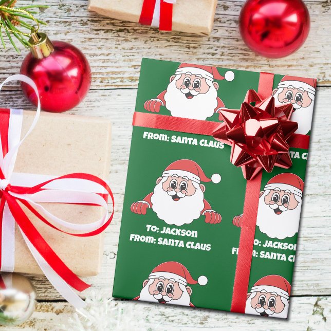 Cute Green Customised From Santa Claus Wrapping Paper (Creator Uploaded)