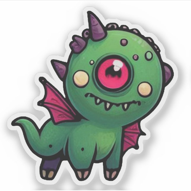 Cute Green Cyclops Monster - Kawaii Dragon Beast (Front)
