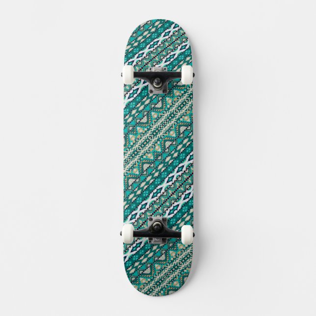 Cute green design aztec patterns design skateboard (Front)
