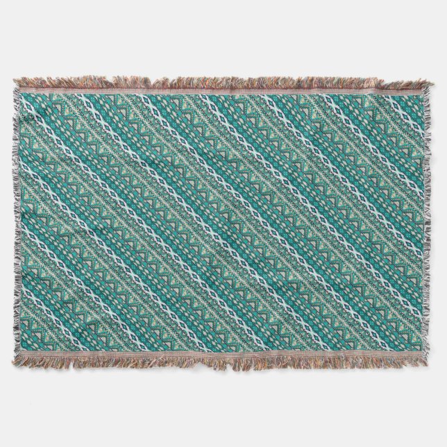 Cute green design aztec patterns design throw blanket (Front)
