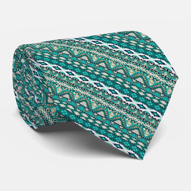 Cute green design aztec patterns design tie (Rolled)
