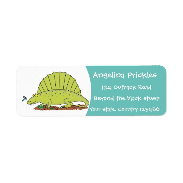 Cute green dimetrodon cartoon illustration (Front)