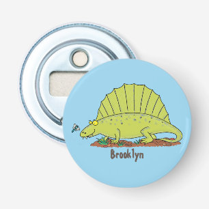 Cute green dimetrodon cartoon illustration bottle opener