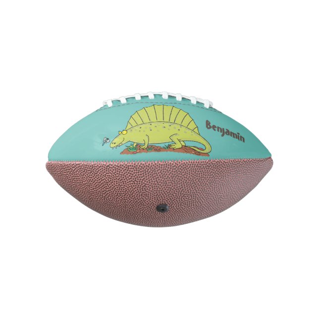 Cute green dimetrodon cartoon illustration football (Rotated 270)