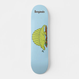 Cute green dimetrodon cartoon illustration skateboard