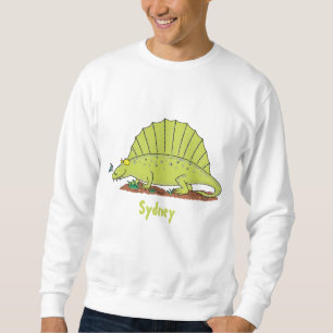 Cute green dimetrodon cartoon illustration sweatshirt