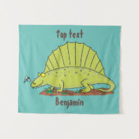 Cute green dimetrodon cartoon illustration