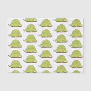 Cute green dimetrodon cartoon illustration tissue paper