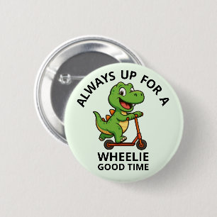 Cute Green Dinosaur 6 Cm Round Badge