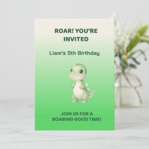 Cute Green Dinosaur Birthday Invitation Personal