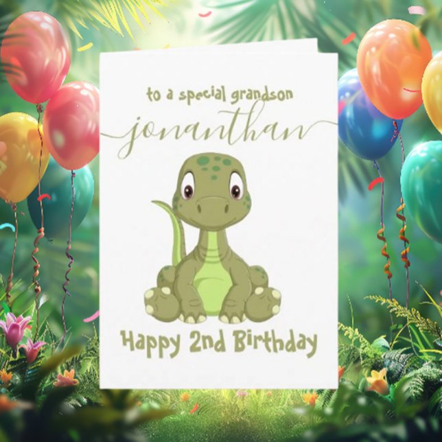 cute green dinosaur boy birthday card (Roaring Excitement for the Birthday Bash!)