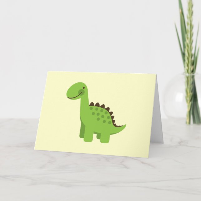 Cute Green Dinosaur Card (Front)
