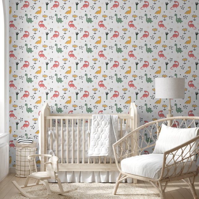 Cute Green Dinosaur Forest Wallpaper (Kids)