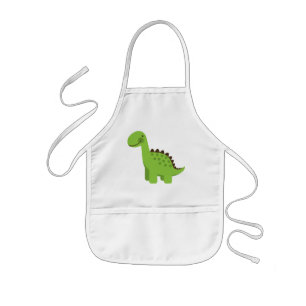 Cute Green Dinosaur Kids Apron