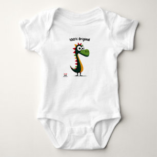 Cute Green Dinosaur Kids & Teens Style Baby Bodysuit