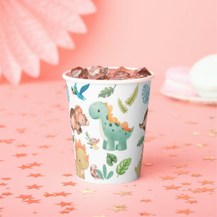Cute green Dinosaur Paper Cups