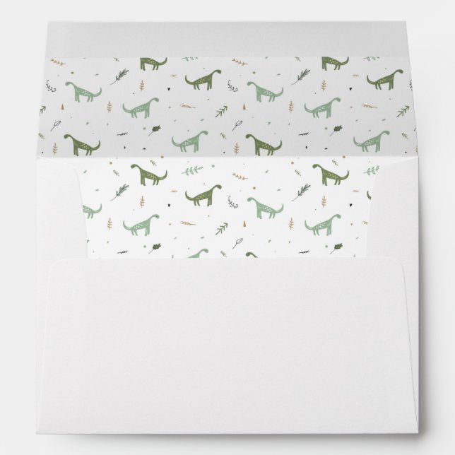 Cute Green Dinosaur Pattern Envelope (Back (Bottom))