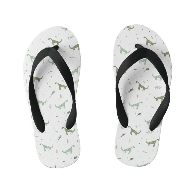 Cute Green Dinosaur Pattern Kid's Jandals (Footbed)