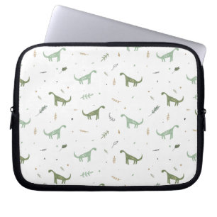 Cute Green Dinosaur Pattern Laptop Sleeve