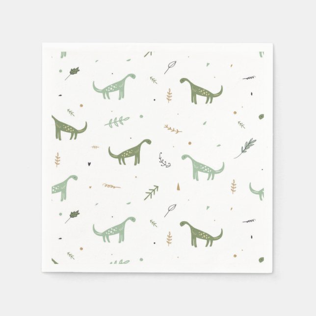 Cute Green Dinosaur Pattern Napkin (Front)