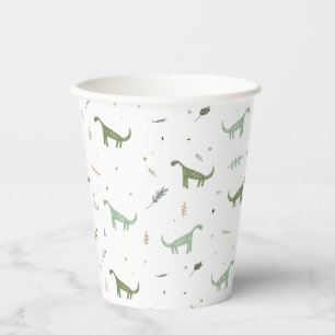 Cute Green Dinosaur Pattern Paper Cups