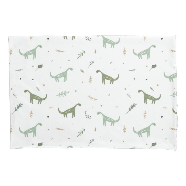 Cute Green Dinosaur Pattern Pillowcase (Front)