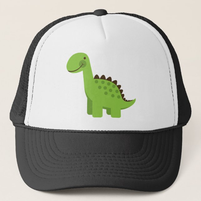 Cute Green Dinosaur Trucker Hat (Front)