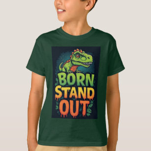 Cute Green Dinosaur With Bold Typography T-Shirt