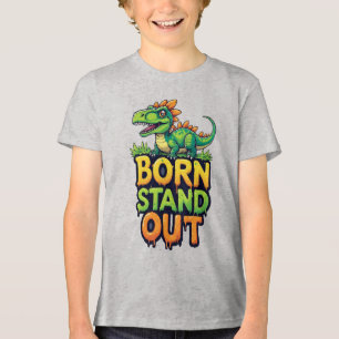 Cute Green Dinosaur With Bold Typography Tri-Blend Shirt