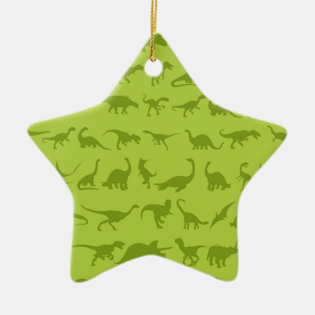 Cute Green Dinosaurs Patterns for Boys Ceramic Tree Decoration (Front)
