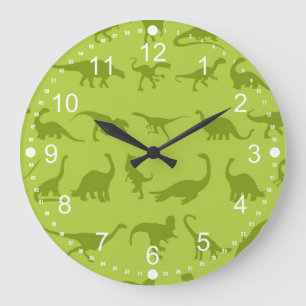 Cute Green Dinosaurs Patterns for Boys Large Clock