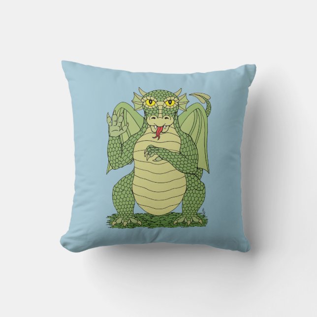 Cute Green Dragon Cushion (Front)