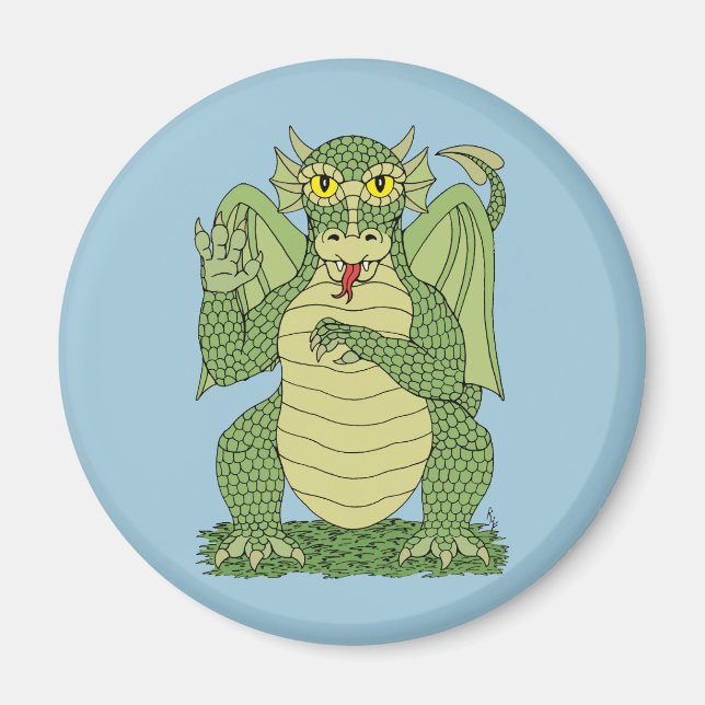 Cute Green Dragon Magnet (Front)