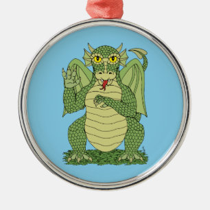 Cute Green Dragon Metal Tree Decoration