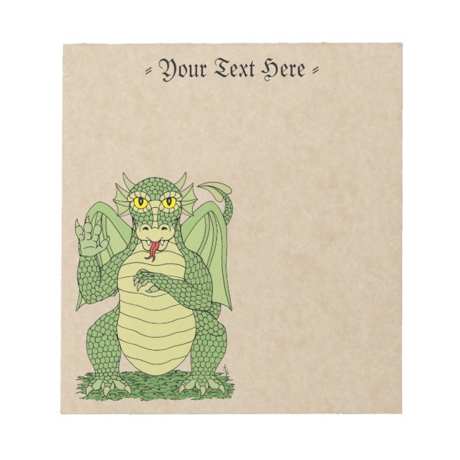 Cute Green Dragon Notepad (Front)