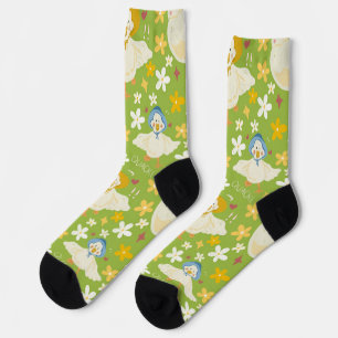 Cute Green Duck & Daisy Flower Seamless Pattern Socks