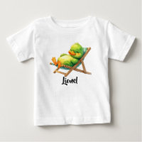 Cute green duck relaxing in a lounge chair