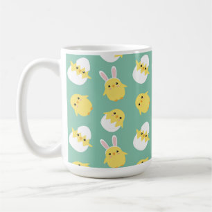 Cute green easter chicken rabbit egg coffee mug